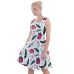 Christmas-background Knee Length Skater Dress by Amaryn4rt