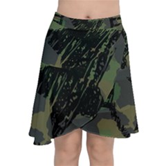 Military-camouflage-design Chiffon Wrap Front Skirt by Amaryn4rt