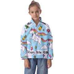 Merry Christmas Xmas Doodle Sketch Cartoon Unicorn Kids  Half Zip Hoodie by Pakjumat