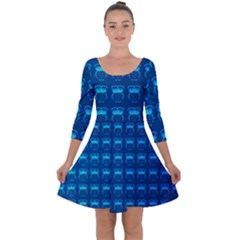 Bird Pattern Owl Drawing Quarter Sleeve Skater Dress by Pakjumat