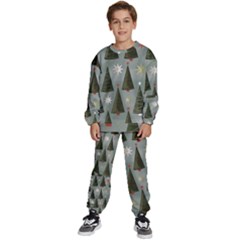 Christmas Trees Pattern Wallpaper Kids  Sweatshirt Set by Pakjumat