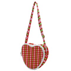 Festive Pattern Christmas Holiday Heart Shoulder Bag by Pakjumat