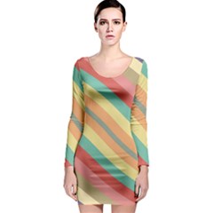 Pattern Design Abstract Pastels Long Sleeve Bodycon Dress by Pakjumat