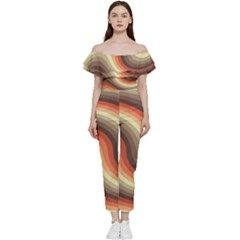 Twirl Swirl Waves Pattern Bardot Ruffle Jumpsuit by Pakjumat