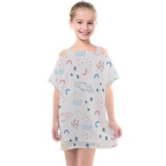 Spaceship Pattern Star Kids  One Piece Chiffon Dress by Pakjumat