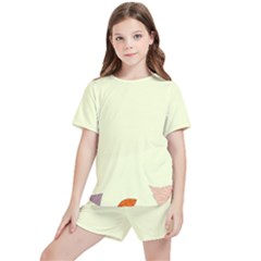 Autumn Border Frame Background Kids  T-shirt And Sports Shorts Set by Pakjumat