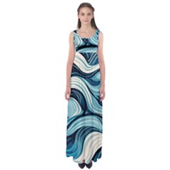 Pattern Ocean Waves Arctic Ocean Blue Nature Sea Empire Waist Maxi Dress by Pakjumat