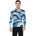 Pattern Ocean Waves Arctic Ocean Blue Nature Sea Men s Long Sleeve Rash Guard View1