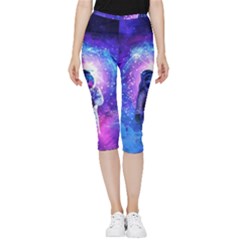 The Cosmonaut Galaxy Art Space Astronaut Inside Out Lightweight Velour Capri Leggings  by Pakjumat