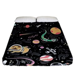 Animals Galaxy Space Fitted Sheet (california King Size) by Pakjumat