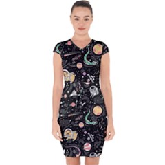 Animals Galaxy Space Capsleeve Drawstring Dress  by Pakjumat