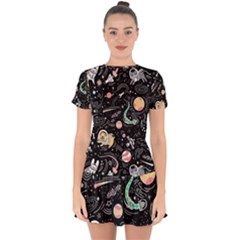 Animals Galaxy Space Drop Hem Mini Chiffon Dress by Pakjumat