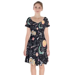 Animals Galaxy Space Short Sleeve Bardot Dress by Pakjumat