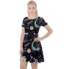 Animals Galaxy Space Cap Sleeve Velour Dress  by Pakjumat