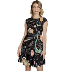 Animals Galaxy Space Cap Sleeve High Waist Dress by Pakjumat