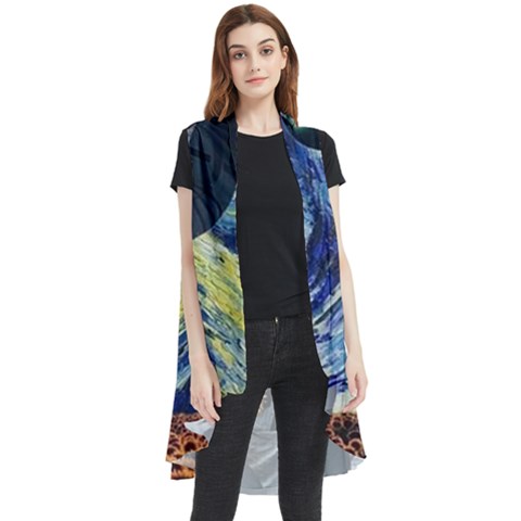 Starry Surreal Psychedelic Astronaut Space Sleeveless Chiffon Waistcoat Shirt by Pakjumat