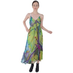 Green Peace Sign Psychedelic Trippy Tie Back Maxi Dress by Modalart