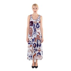 Artistic Psychedelic Doodle Sleeveless Maxi Dress by Modalart