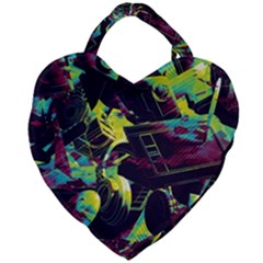 Artistic Psychedelic Abstract Giant Heart Shaped Tote by Modalart