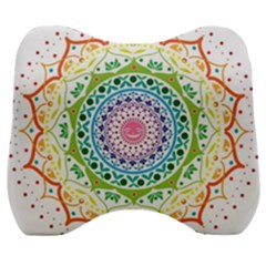 Mandala Pattern Rainbow Pride Velour Head Support Cushion by Vaneshop