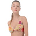 Fast Junk Food  Pizza Burger Cool Soda Pattern Knot Up Bikini Top View1