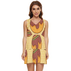 Takoyaki Food Seamless Pattern Tiered Sleeveless Mini Dress by Sarkoni