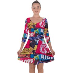 Pop Art Food Cute Patterns Quarter Sleeve Skater Dress by Sarkoni