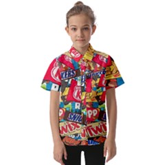 Pop Art Food Cute Patterns Kids  Short Sleeve Shirt by Sarkoni