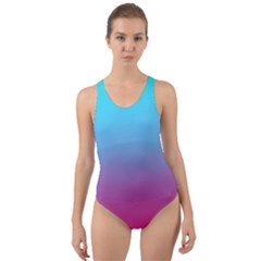 Blue Pink Purple Cut-out Back One Piece Swimsuit by Dutashop