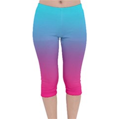 Blue Pink Purple Velvet Capri Leggings  by Dutashop