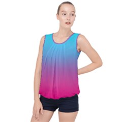 Blue Pink Purple Bubble Hem Chiffon Tank Top by Dutashop