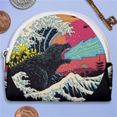 Retro Wave Kaiju Godzilla Japanese Pop Art Style Horseshoe Style Canvas Pouch by Modalart