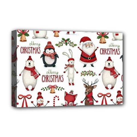 Christmas Characters Pattern Deluxe Canvas 18  X 12  (stretched) by Sarkoni