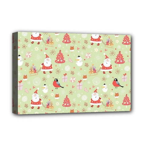 Christmas Pattern Christmas Tree Santa Deluxe Canvas 18  X 12  (stretched) by Sarkoni