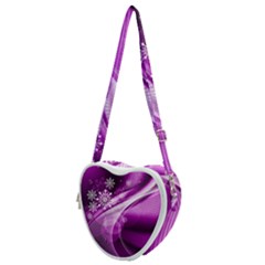 Purple Abstract Merry Christmas Xmas Pattern Heart Shoulder Bag by Sarkoni