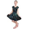 Castle Starry Night Van Gogh Parody Kids  Short Sleeve Dress View1