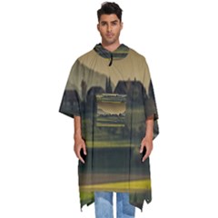 Mountains Village Trees Hills Men s Hooded Rain Ponchos by Sarkoni