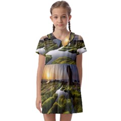 Coast Algae Sea Beach Shore Kids  Asymmetric Collar Dress by Sarkoni