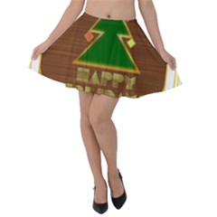 Art Deco Holiday Card Velvet Skater Skirt by Amaryn4rt