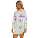 Rainbow Clown Pattern Womens Long Sleeve Shirt Dress View2