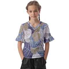 Ackground Leaves Desktop Kids  V-neck Horn Sleeve Blouse by Amaryn4rt