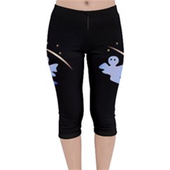 Ghost Night Night Sky Small Sweet Velvet Capri Leggings  by Amaryn4rt