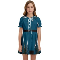 Vector Graphic Mountains Snow Wolf Kids  Sweet Collar Dress by Sarkoni