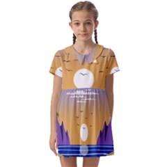 Vector Graphic Clipart Mountains Kids  Asymmetric Collar Dress by Sarkoni