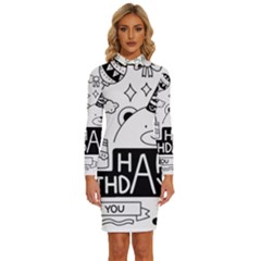 Happy Birthday Celebration Party Long Sleeve Shirt Collar Bodycon Dress by Sarkoni