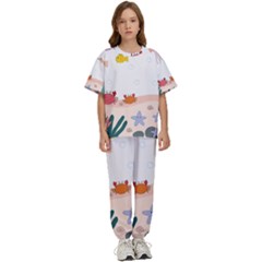 Cartoon Marine Life Marine Drawing Kids  T-shirt And Pants Sports Set by Sarkoni