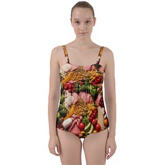 Fruit Snack Diet Bio Food Healthy Twist Front Tankini Set by Sarkoni