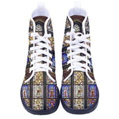 Stained Glass Window Old Antique Kid s High-top Canvas Sneakers by Sarkoni