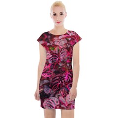 Red Leaves Plant Nature Leaves Cap Sleeve Bodycon Dress by Sarkoni