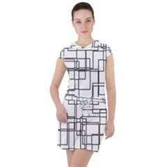 Structure Pattern Network Drawstring Hooded Dress by Amaryn4rt